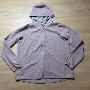 Vuori Outdoor Trainer Shell Jacket Full-Zip Hooded Blush Pink Large Women's